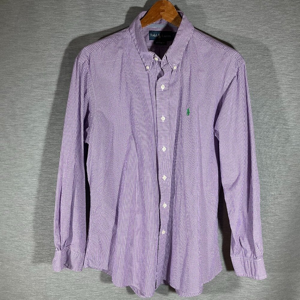 Men's Ralph Lauren Polo Blue Label Purple Gingham shirt, size XL, 17/33